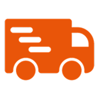 Stylized orange vehicle symbol on black