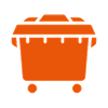 Minimalist orange trash bin symbol